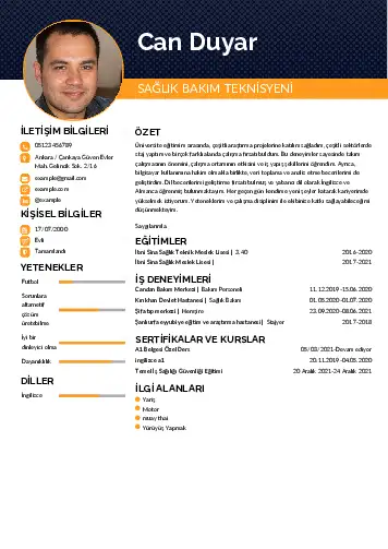 Hasta Bakıcı Cv Örnekleri cv indir